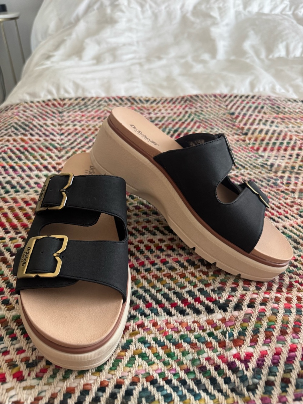 Dr. Scholl's Nice Day Max OG Black Wedge Slide Sandals Size 7 1/2 - Picture 2 of 4